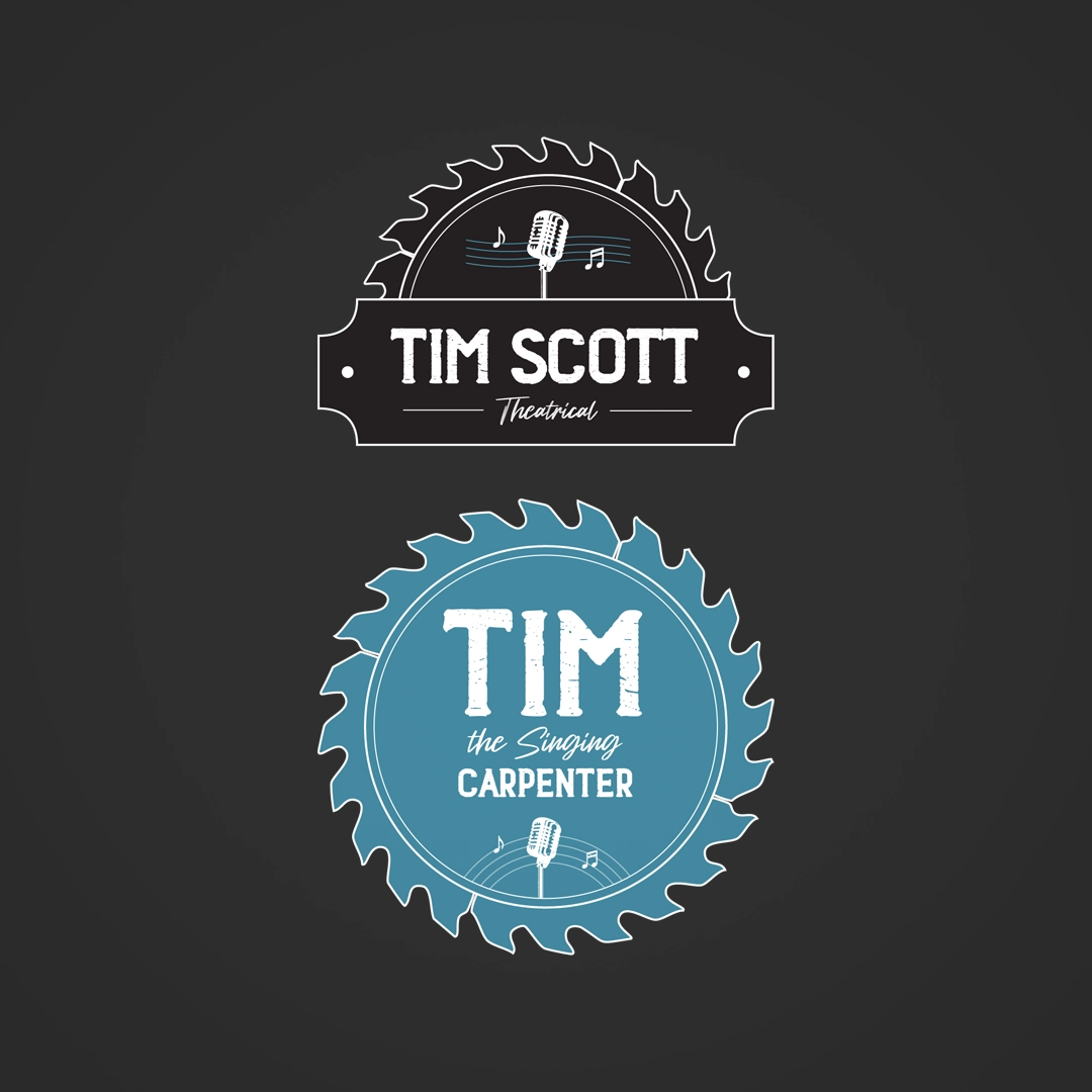 Two logo designs, one black and one teal-colored, displayed vertically