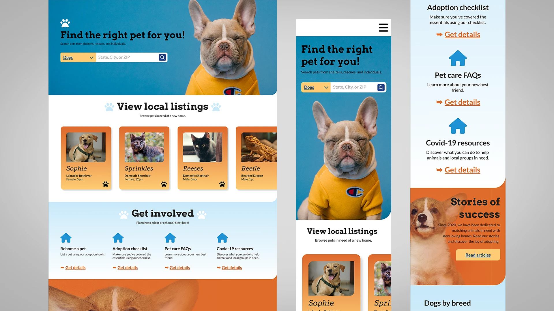 Desktop and mobile designs of a webpage mockup shown side-by-side
