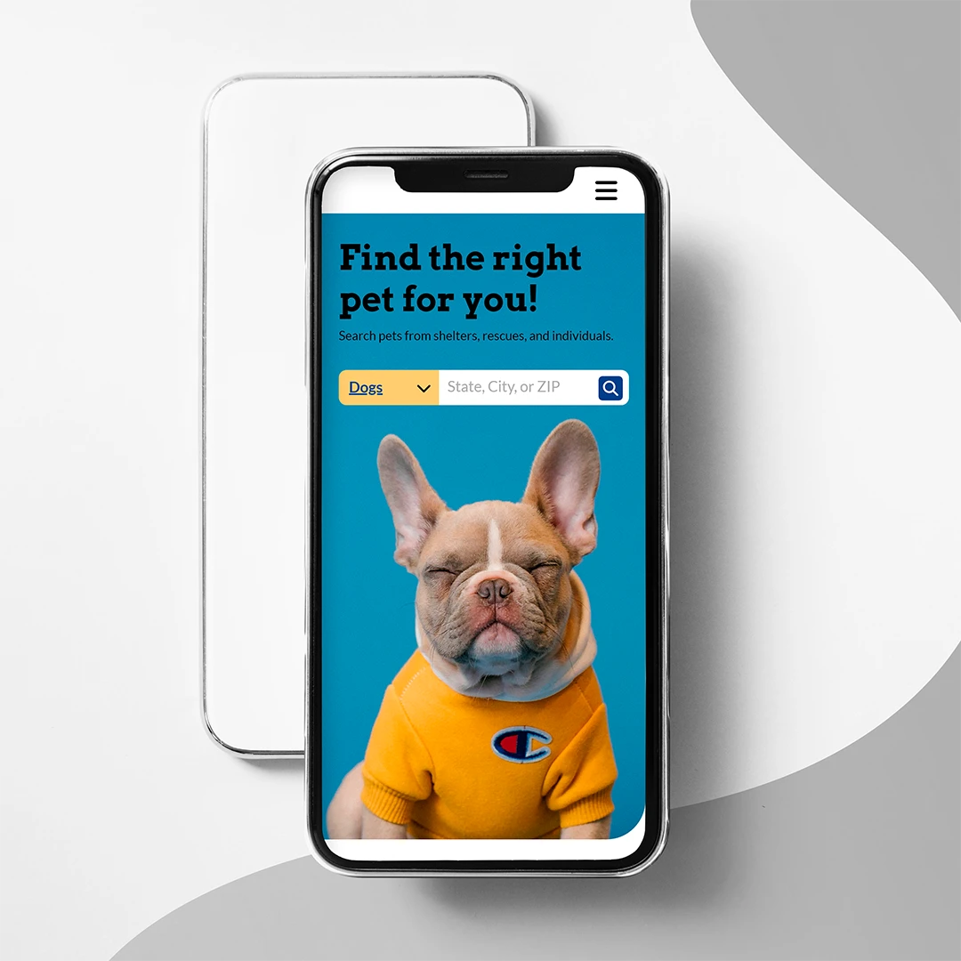 Mobile webpage mockup displayed on an iPhone