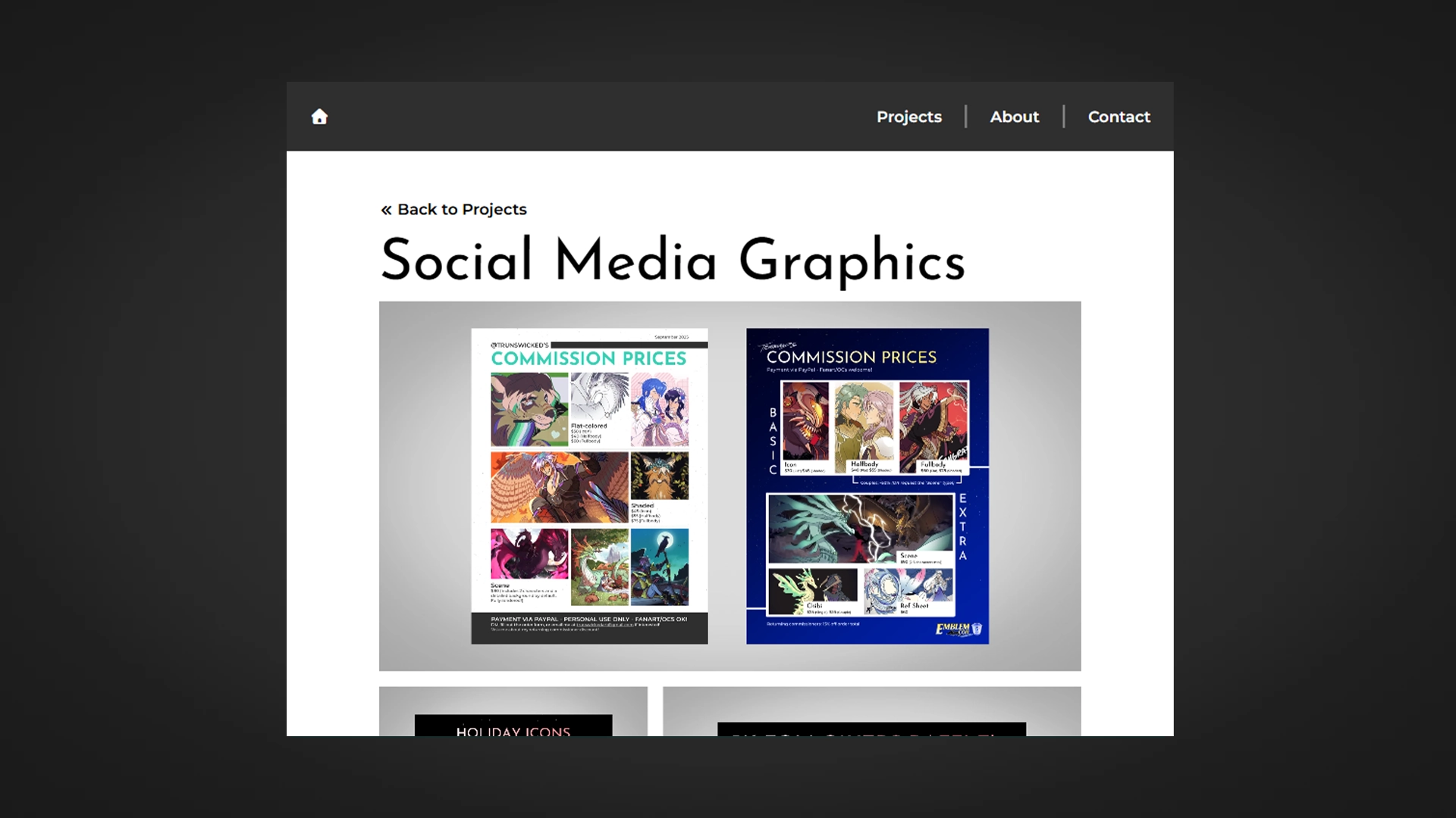 Screenshot of a webpage titled: Social Media Graphics